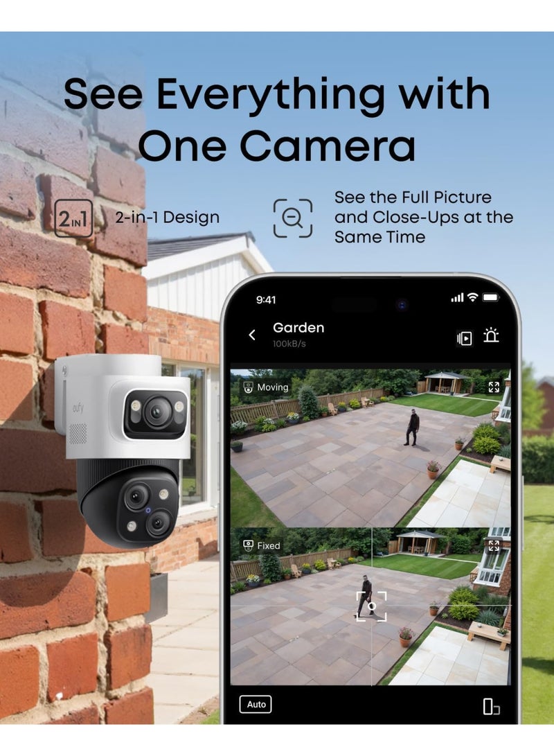 eufy Security PoE Bullet-PTZ CCTV Camera S4 Add-On, Wired Outdoor Cam, 4K UHD Triple Lens, 122° FOV, 360° Pan & Tilt, 8× Auto Zoom, AI Tracking, Red & Blue Lights, Colour Vision, 24/7 Recording, IP65 - Image 3